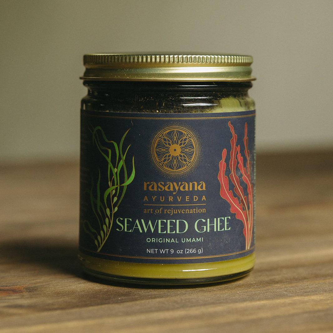 Original Umami Seaweed Ghee in 9 oz glass jar, grass-fed ghee with wild Nori, Wakame and Kombu from Northern California
